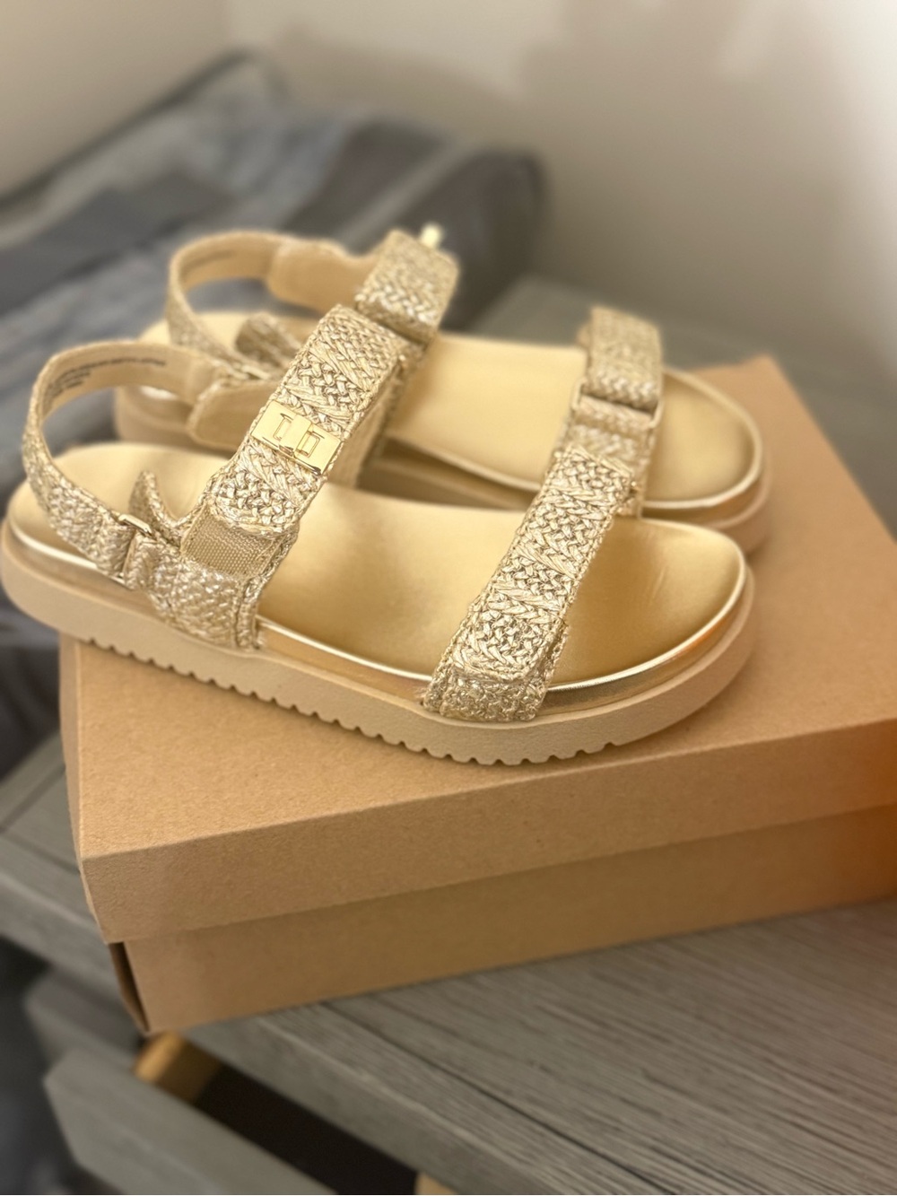 Steve Madden Kids Gold Braided Strap Sandals